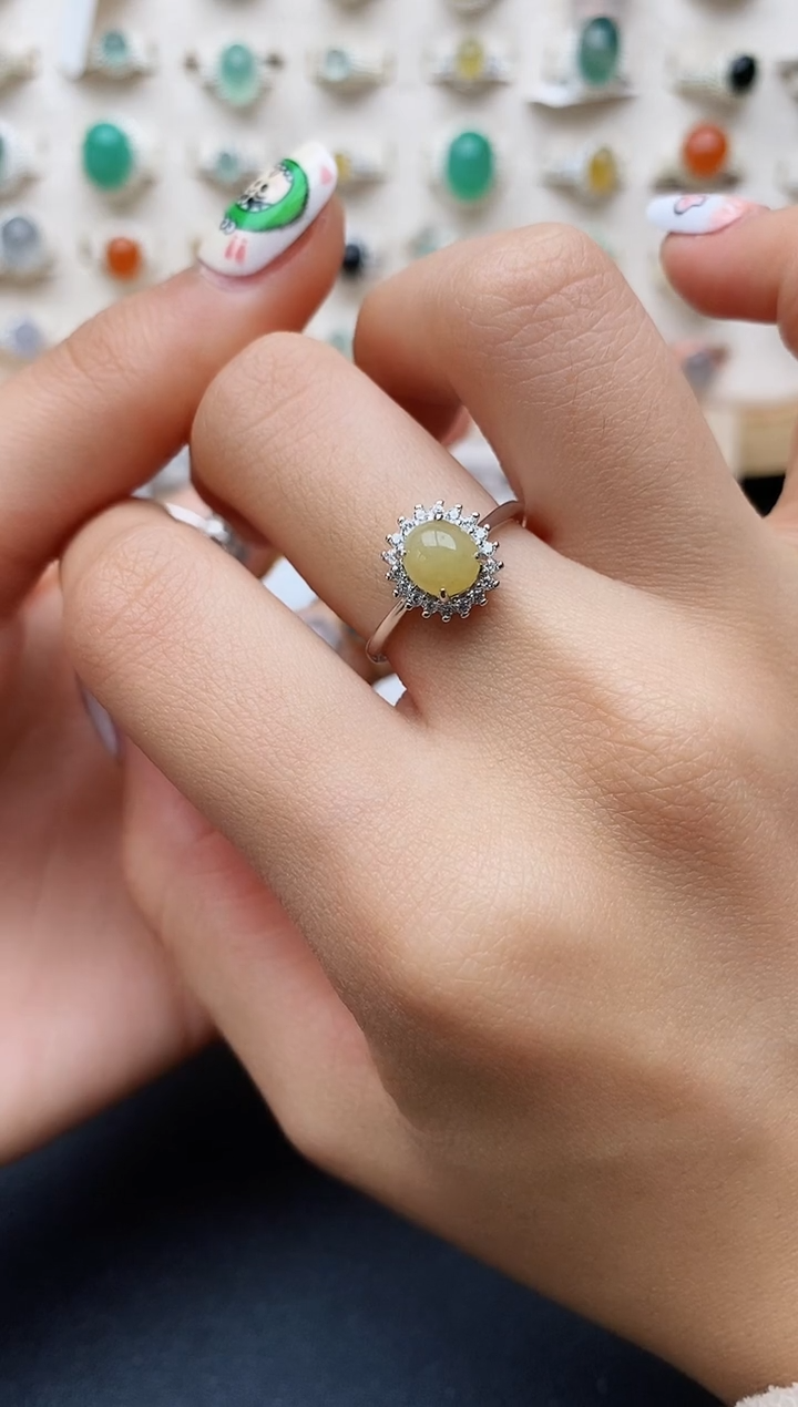 【闪购商品】翡翠戒指银S925镶嵌缅甸翡翠