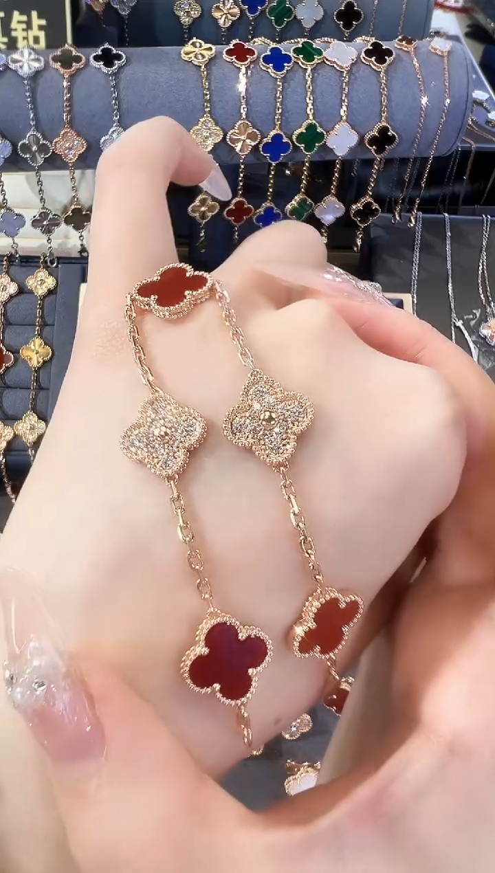 【闪购商品】玛瑙/玉髓手链18K金镶嵌手链