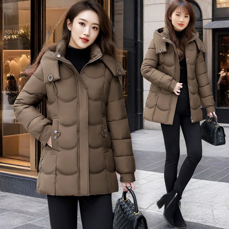 （工厂直销）棉服女中长款冬季2025新款外套修身爆款妈妈装加厚棉袄