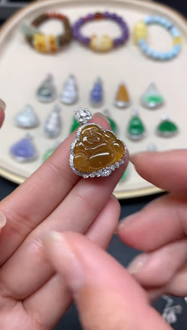 【闪购商品】翡翠吊坠(不含链)18K金镶嵌吊坠A25|3999