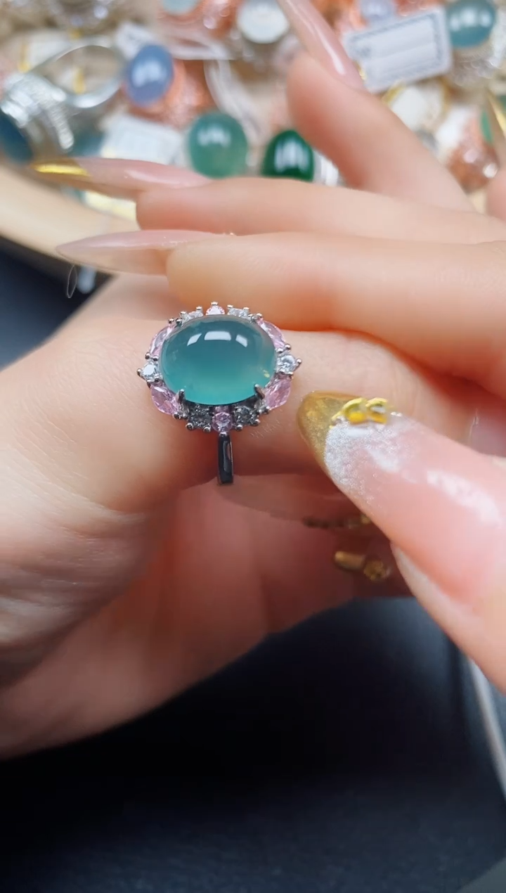 【闪购商品】翡翠戒指银S925镶嵌翡翠