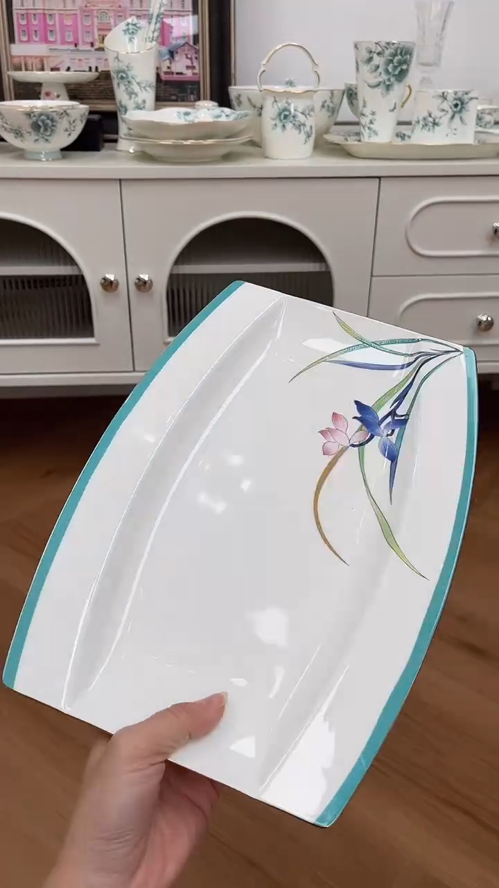 杯兰花高骨骨瓷鱼盘微瑕不退换