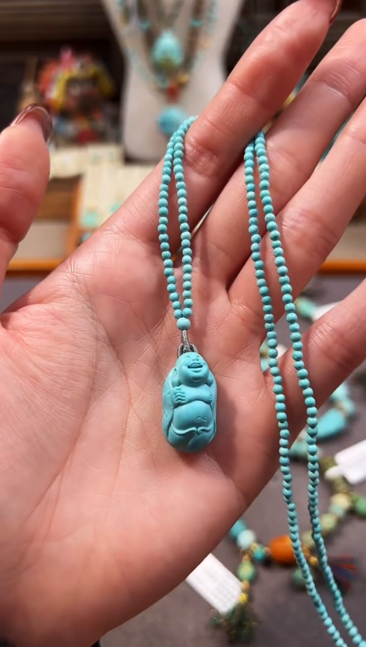 未镶嵌绿松石颈饰弥勒佛项链
