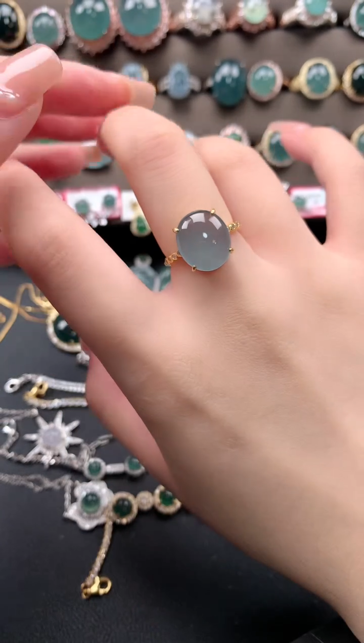 【闪购商品】翡翠戒指银S925镶嵌52114