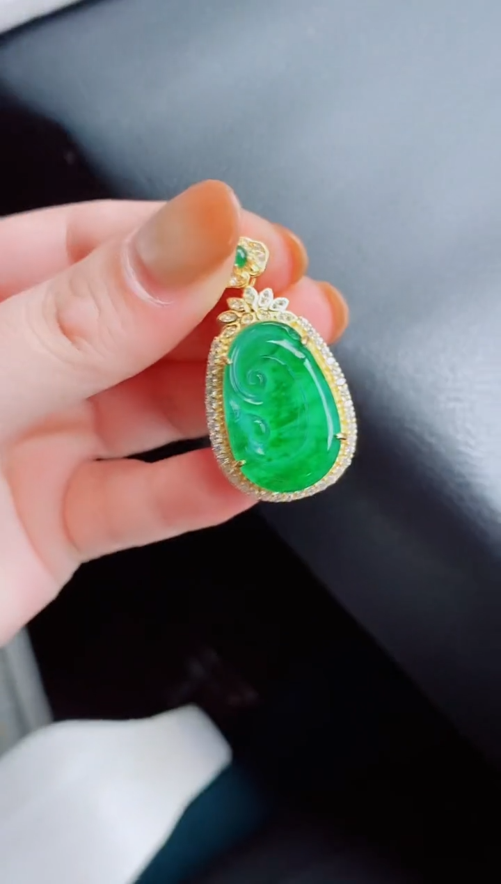 【闪购商品】翡翠颈饰银S925镶嵌天然a货翡翠183