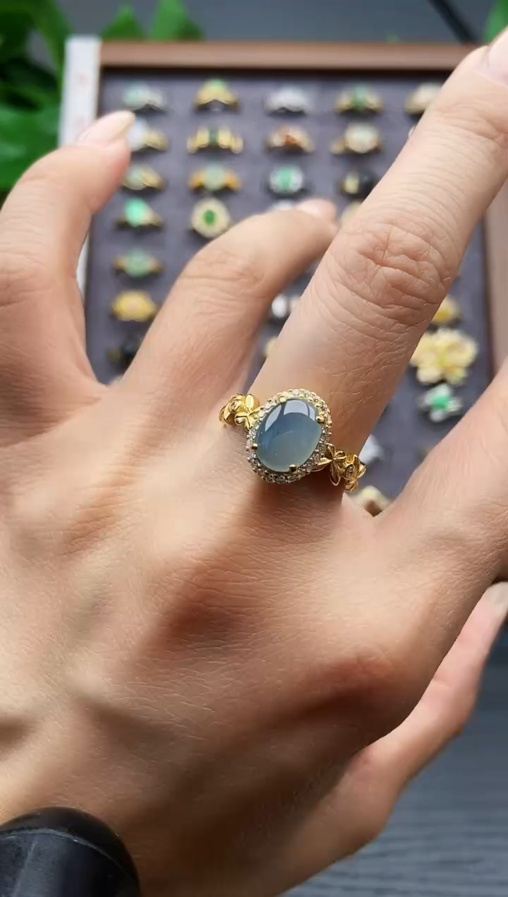 银S925镶嵌戒指翡翠12