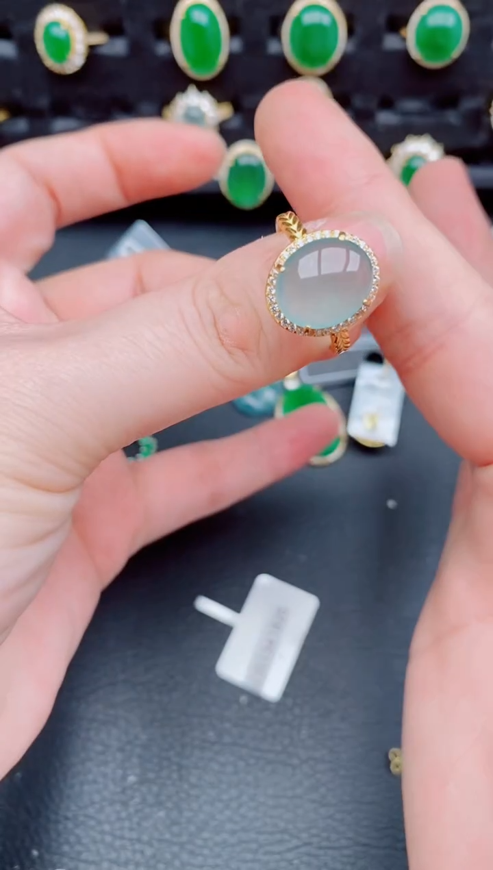 【闪购商品】翡翠戒指银S925镶嵌天然a货翡翠524