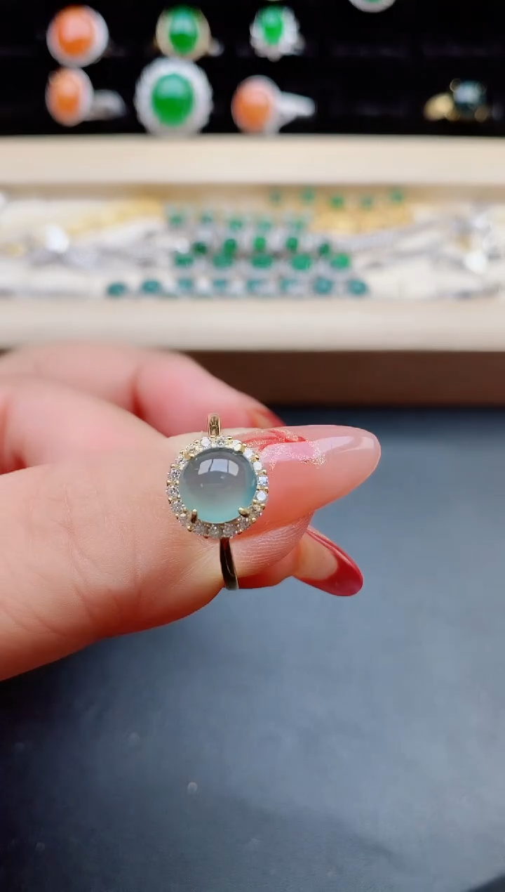 【闪购商品】翡翠戒指银S925镶嵌080505