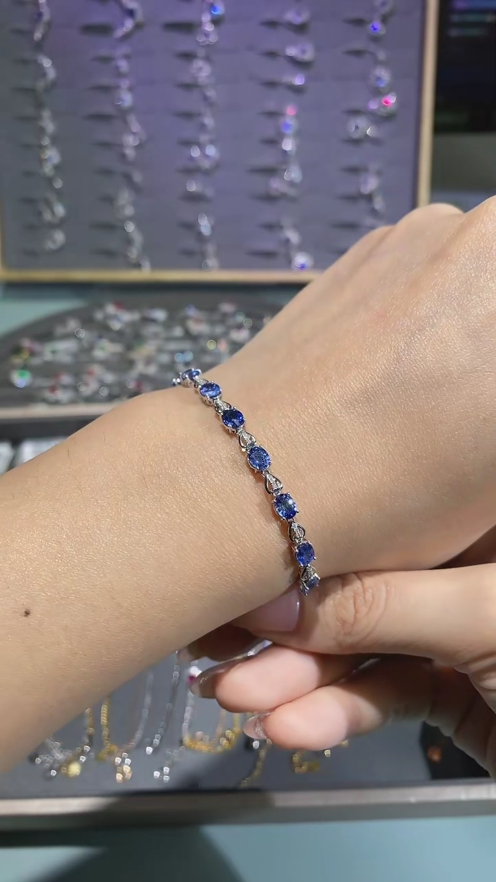 【闪购商品】蓝宝石手链18K金镶嵌手链