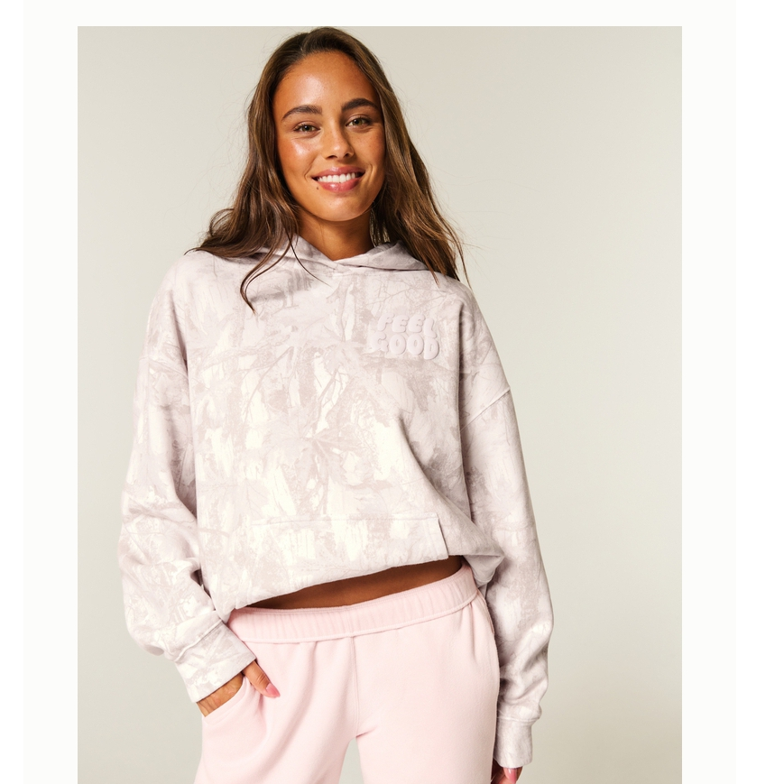 Hollister25秋冬新款美式保暖抓绒迷彩套头连帽卫衣女装352-5268