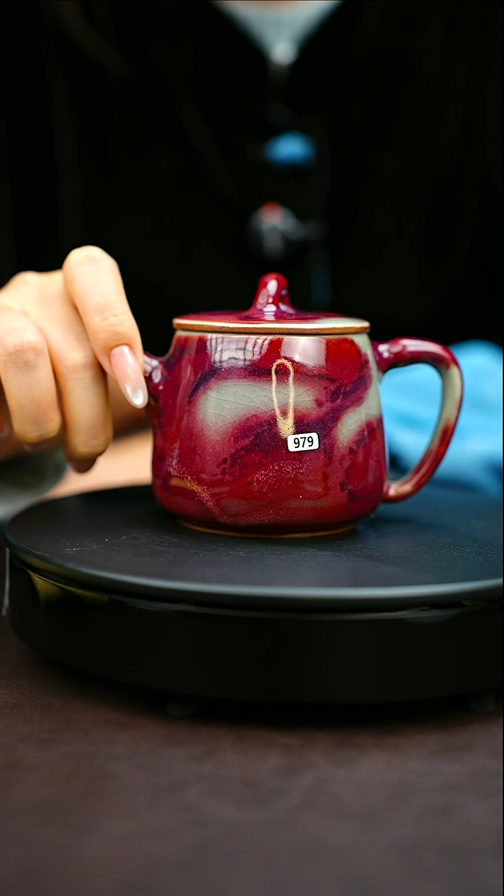 979#原矿钧瓷炉钧釉竹节石瓢壶