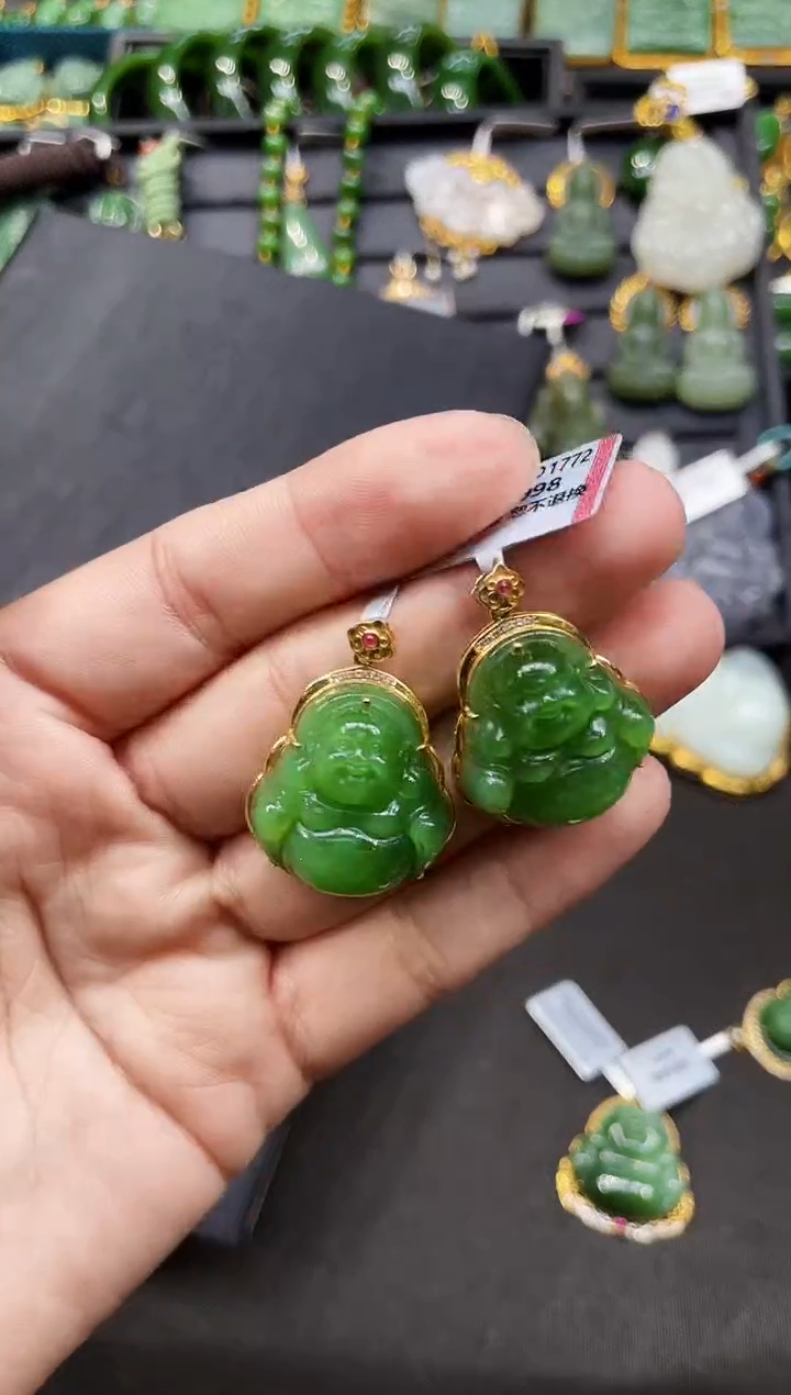 【闪购商品】和田玉吊坠18K金镶嵌28MM多样性发一