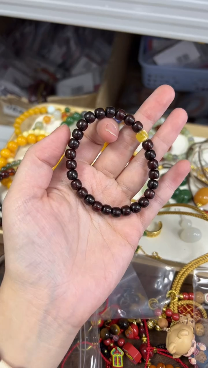 手串檀香紫檀（小叶紫檀）未镶嵌紫檀木蜜蜡小桶珠手链[21]