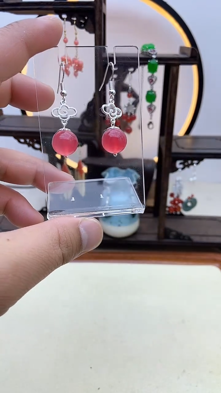 【闪购商品】玛瑙/玉髓耳钉银S925镶嵌110号