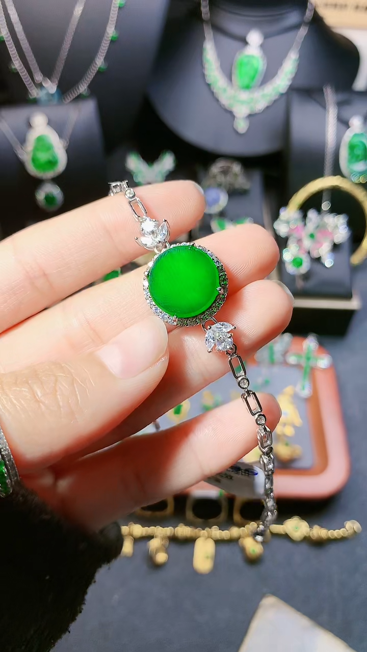 【闪购商品】翡翠手链银S925镶嵌手链