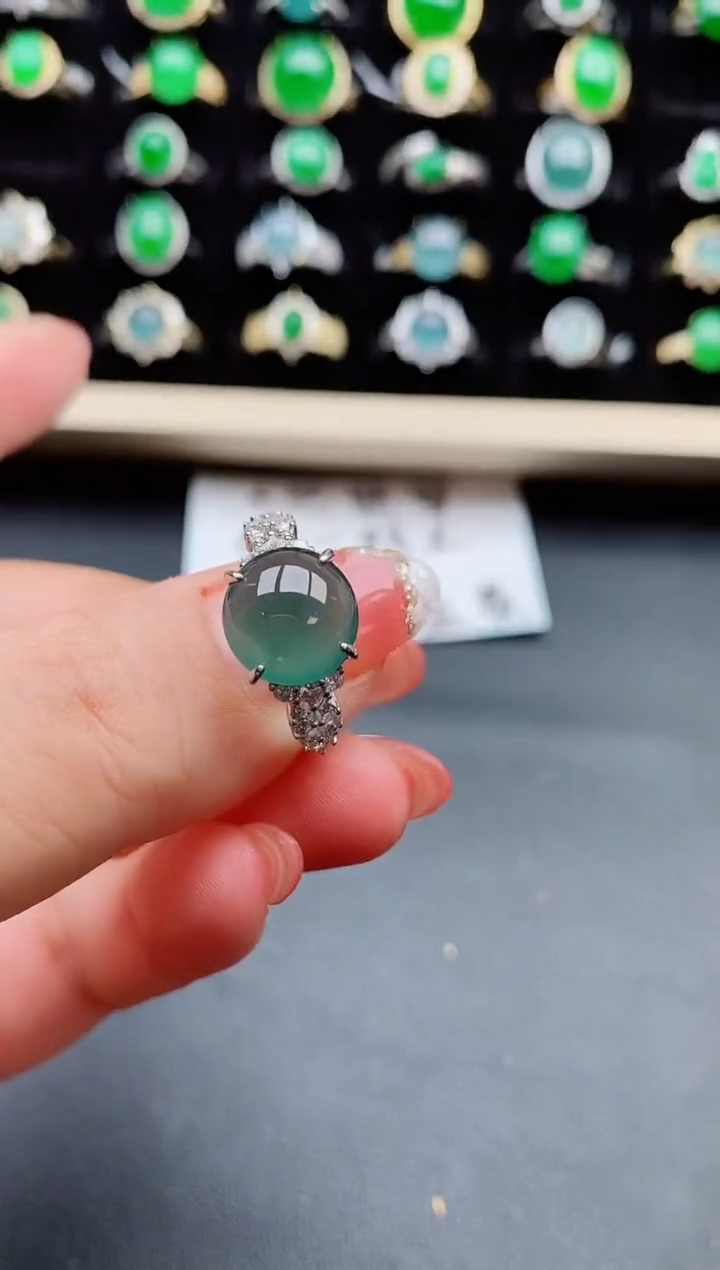 【闪购商品】翡翠戒指银S925镶嵌085058