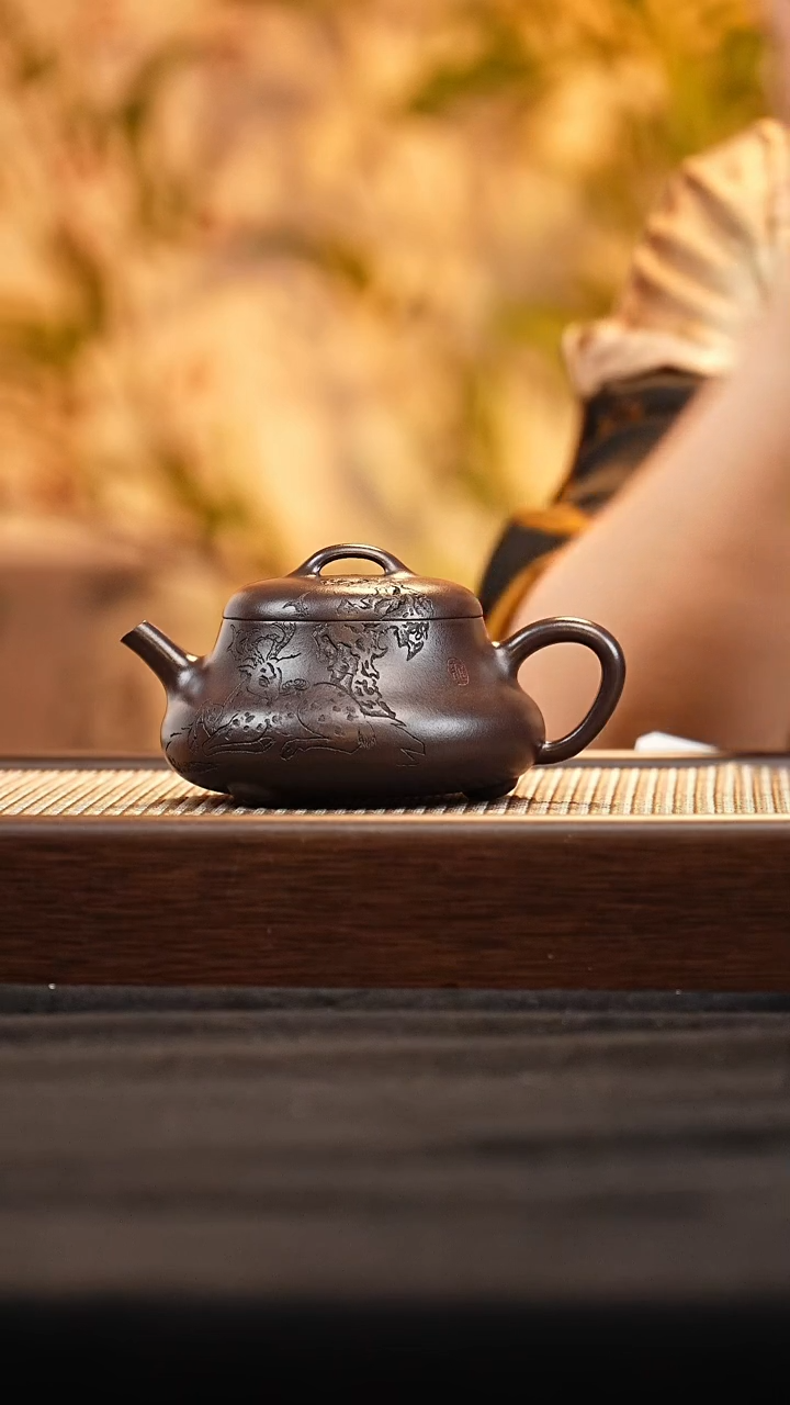 茶壶紫砂J灵鹿瓢 紫罗兰