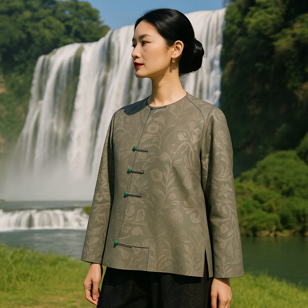 【细物慢造】石榴花插肩袖外套（LB194）网红新中式复古双面中国风