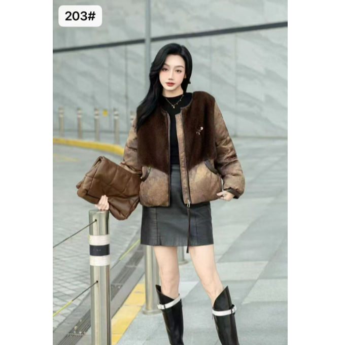 【国标羽绒服】倪妍裳203#新款皮草拼接羽绒服