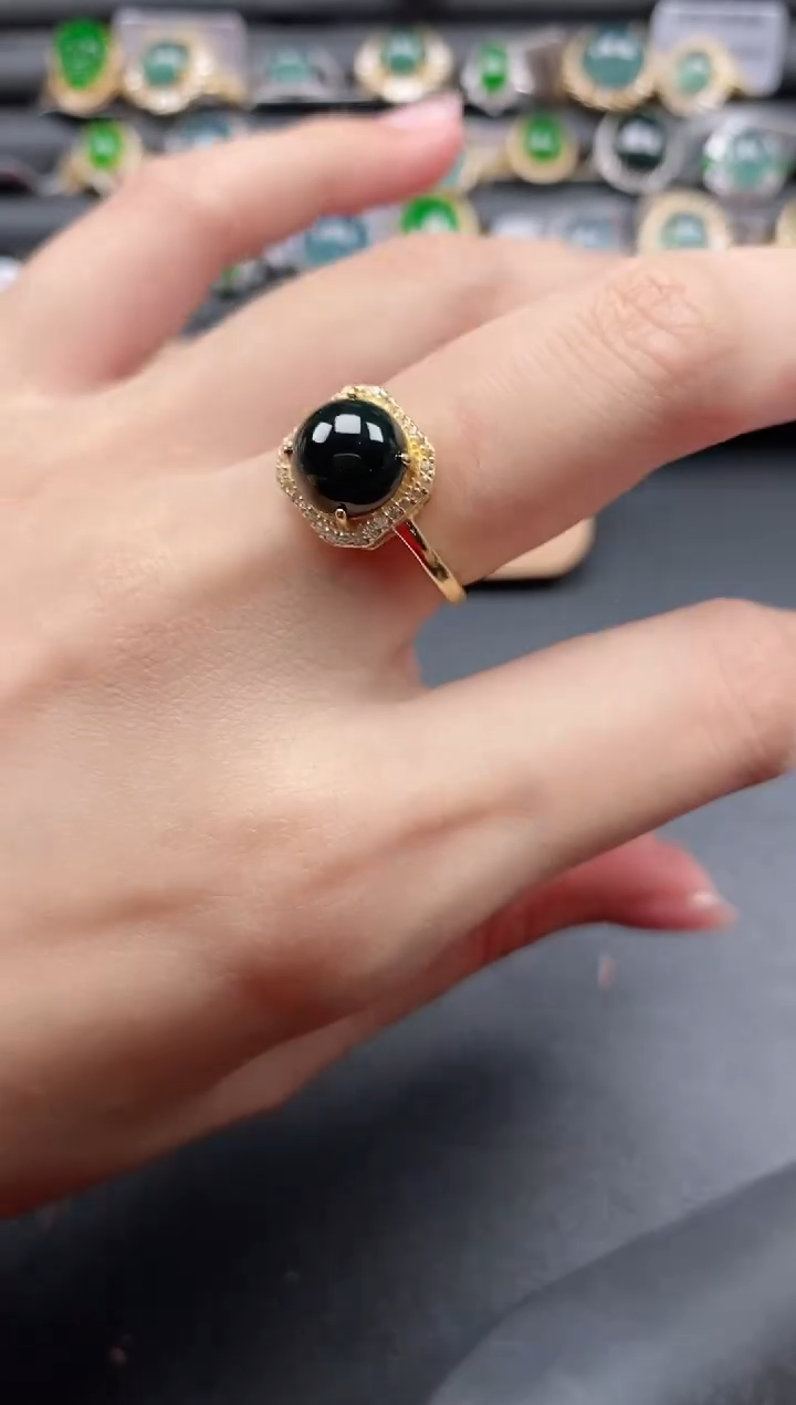 翡翠戒指银S925镶嵌5151-20