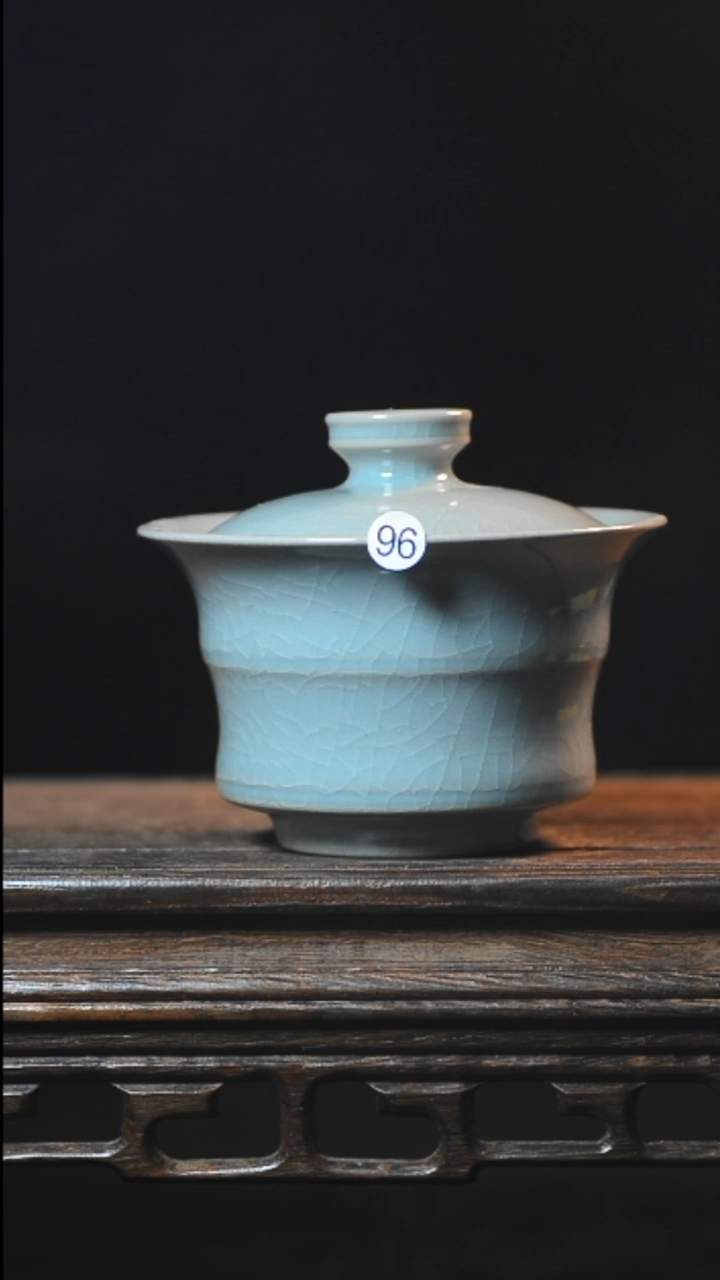 96号全品竹节盖碗清凉寺汝瓷