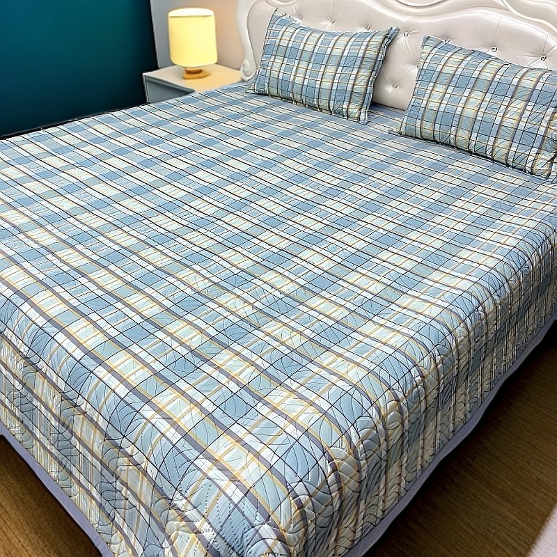 绿格新款防滑四季通用床上铺盖榻榻米夹棉床单可机洗单人床盖绗缝