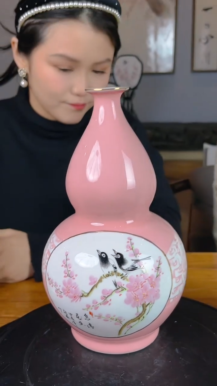 【闪购商品】瓶景德镇陶瓷 水点桃花福禄瓶