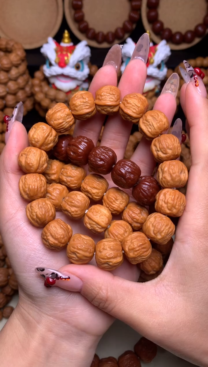 【闪购商品】文玩核桃手串15-16mm金蟾蛤蟆头龙炎料深雕全品