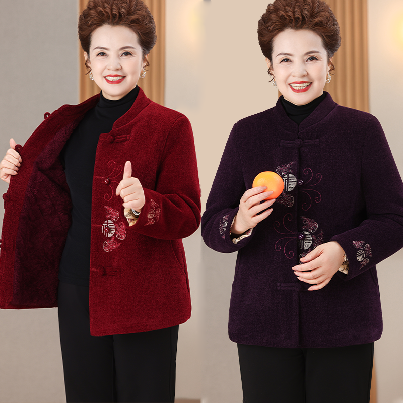 中老年人外套女春秋款奶奶喜庆生日唐装妈妈婚宴太太婆舒适衣服