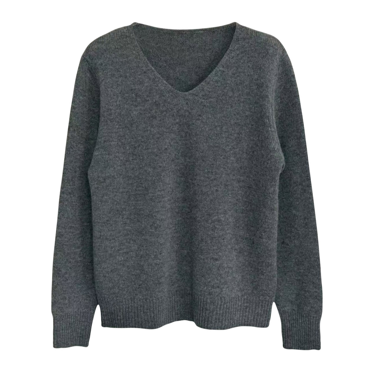 宽松型V领百搭纯色针织羊绒衫气质打底衫2515