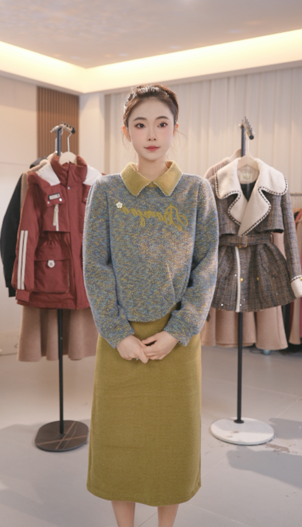 M0039 秋冬爆款气质名媛时尚外套休闲加厚保暖两件套