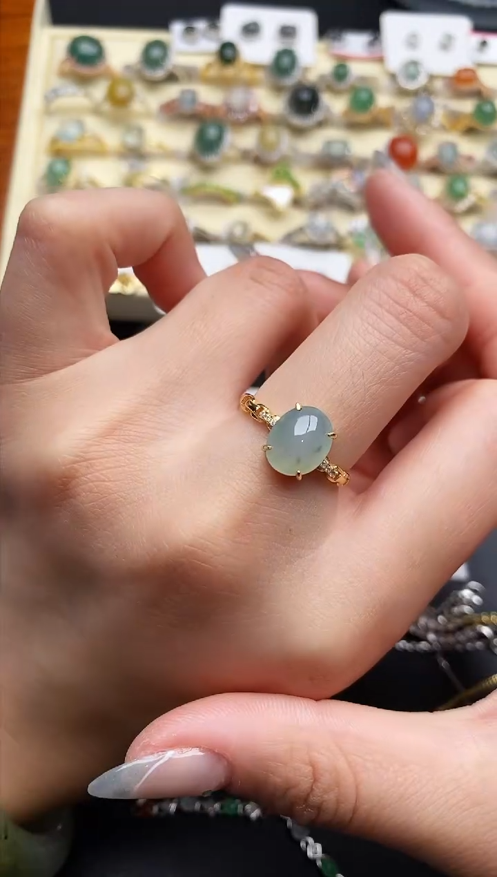 【闪购商品】翡翠戒指银S925镶嵌111111111+6