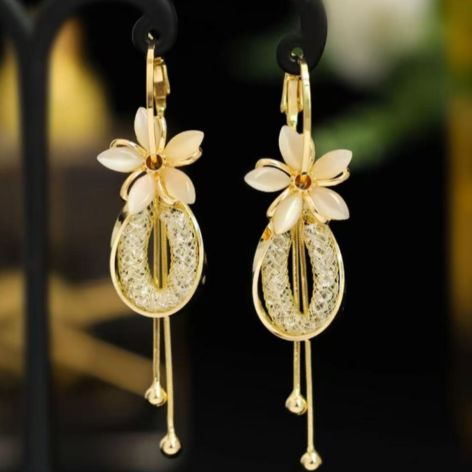 铜合金合成锆石耳饰 一款五戴时尚气质长款甜美精致百搭耳环91