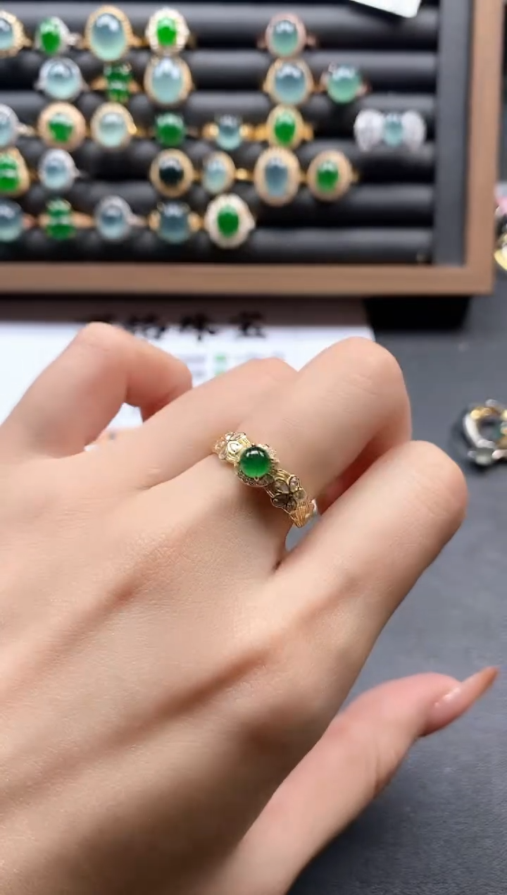 银S925镶嵌戒指翡翠51-55