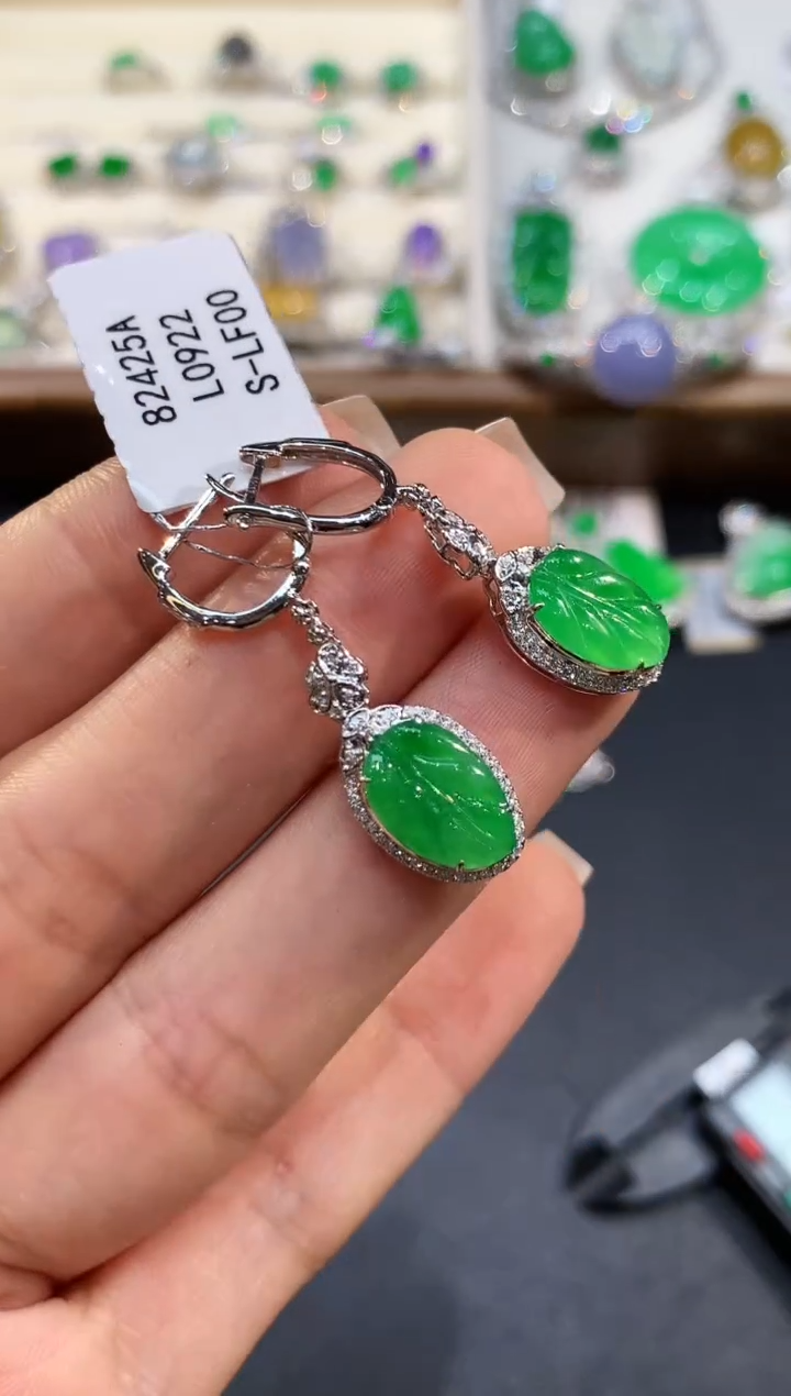 【闪购商品】翡翠耳饰18K金镶嵌L0922