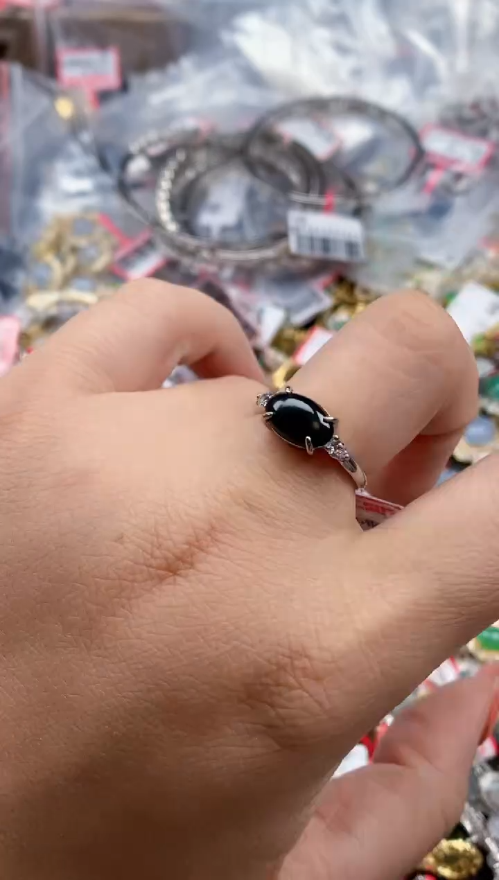 银S925镶嵌戒指翡翠天然A货缅甸翡翠