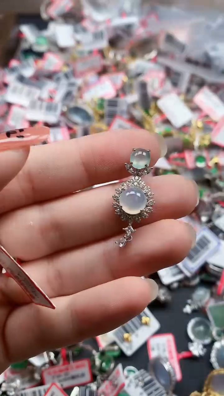 银S925镶嵌戒指翡翠天然A货缅甸翡翠