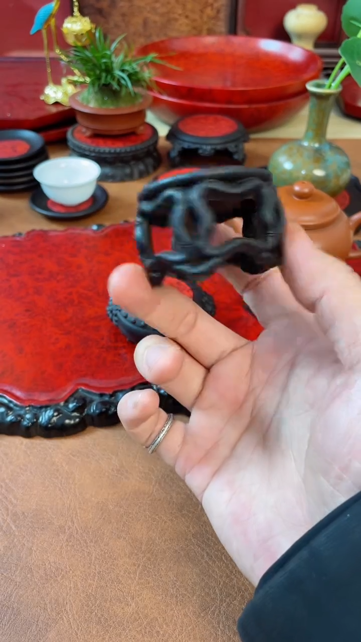 【闪购商品】东非黑黄檀（紫光檀）木艺镂空竹节底座