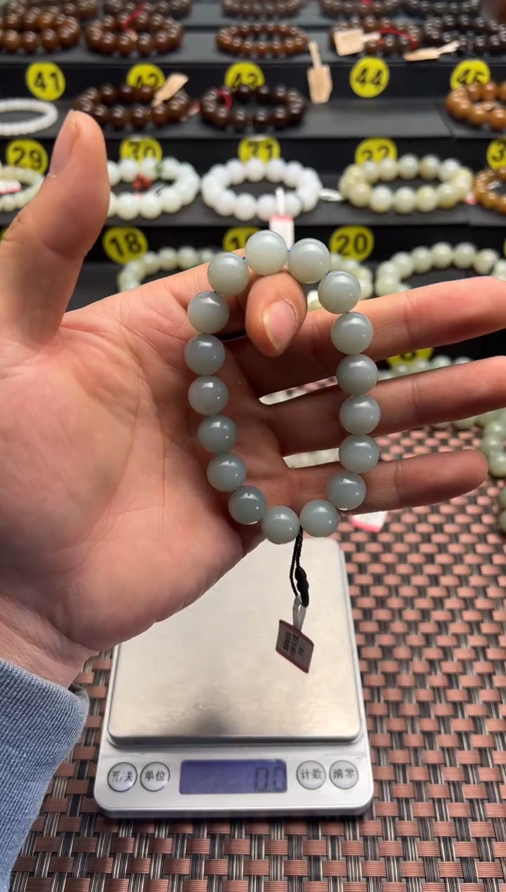 【闪购商品】和田玉手串未镶嵌大同天空蓝手串卡12