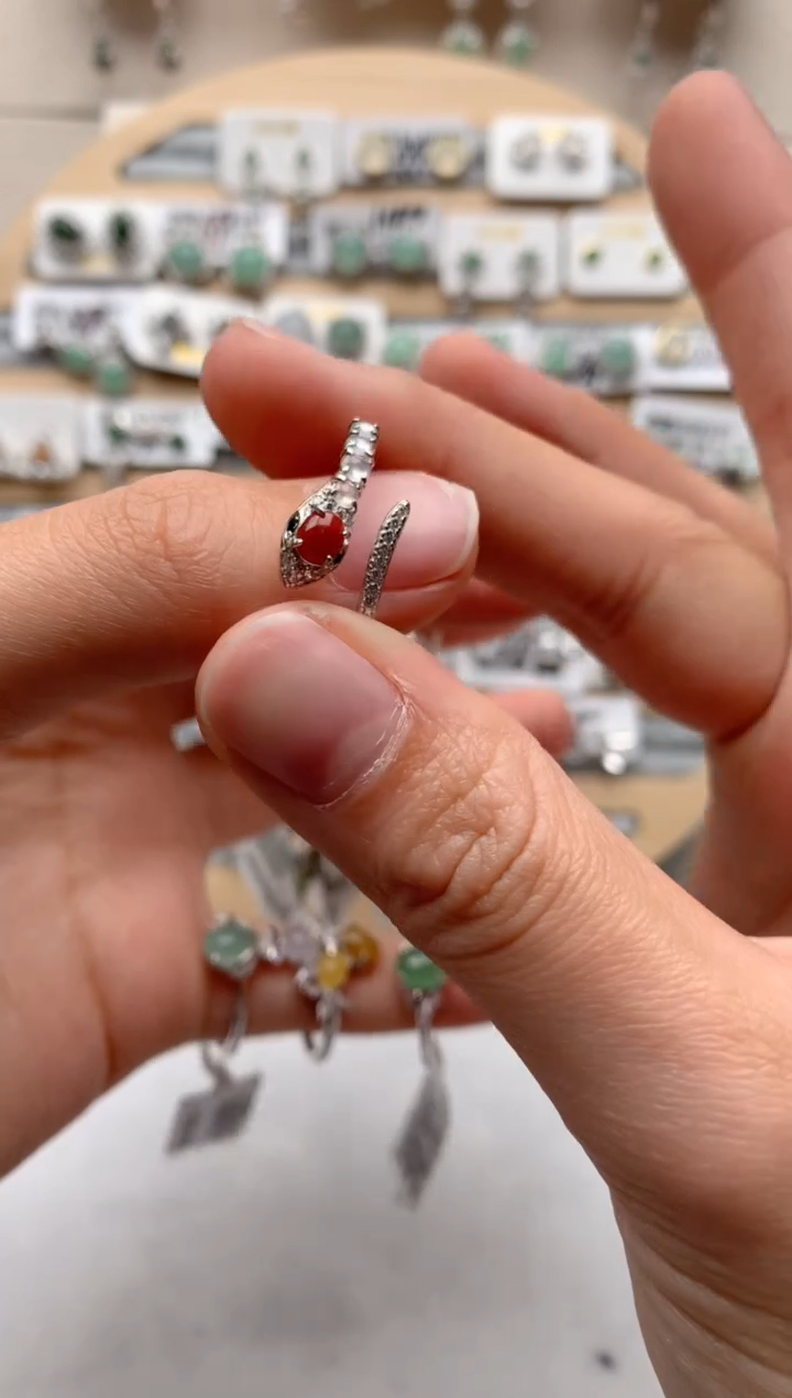 【闪购商品】翡翠戒指银S925镶嵌3号