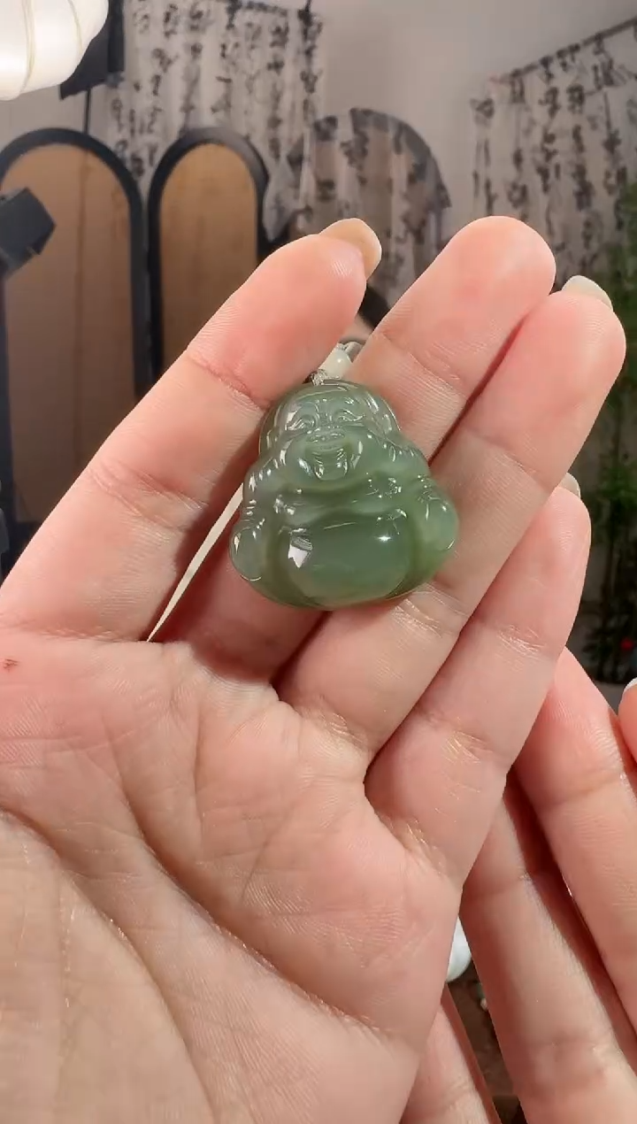颈饰未镶嵌和田玉30湖水绿佛公 12