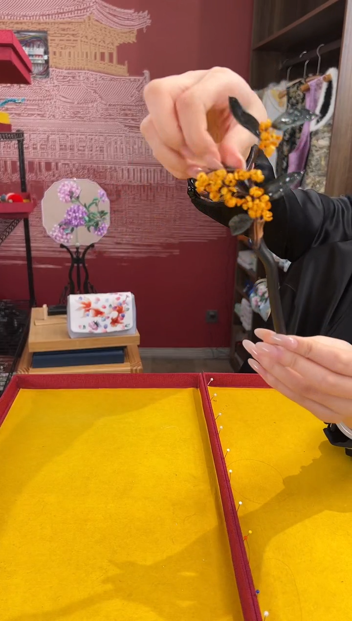 【闪购商品】刺绣 非遗绒花（发饰）