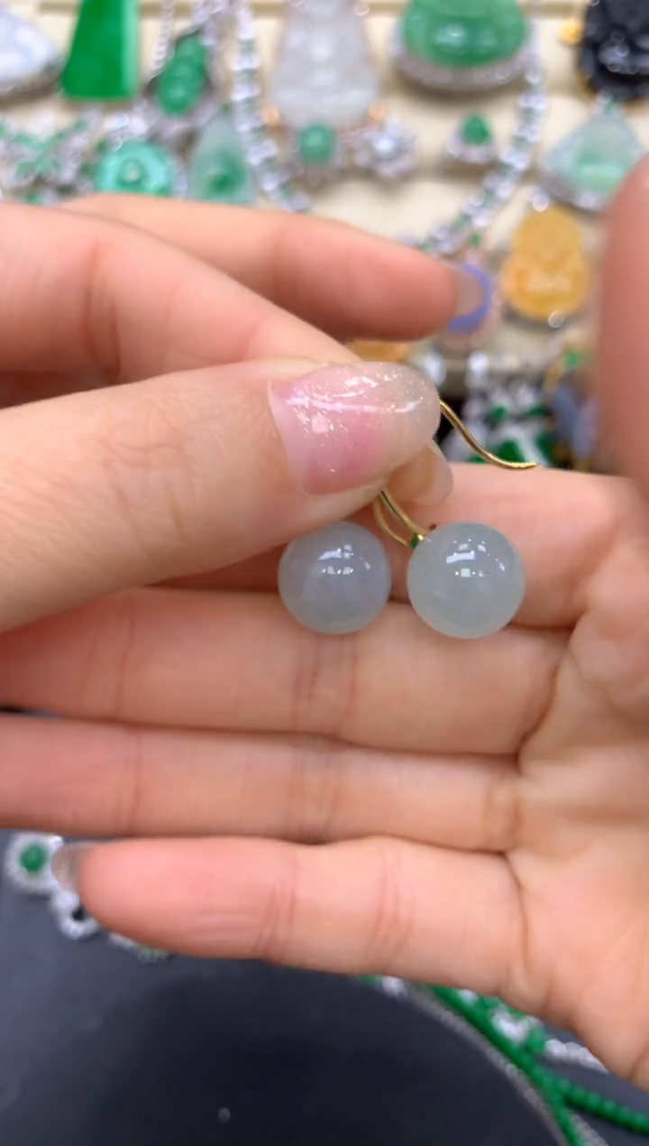 【闪购商品】翡翠耳饰18K金镶嵌215-中国好珍宝