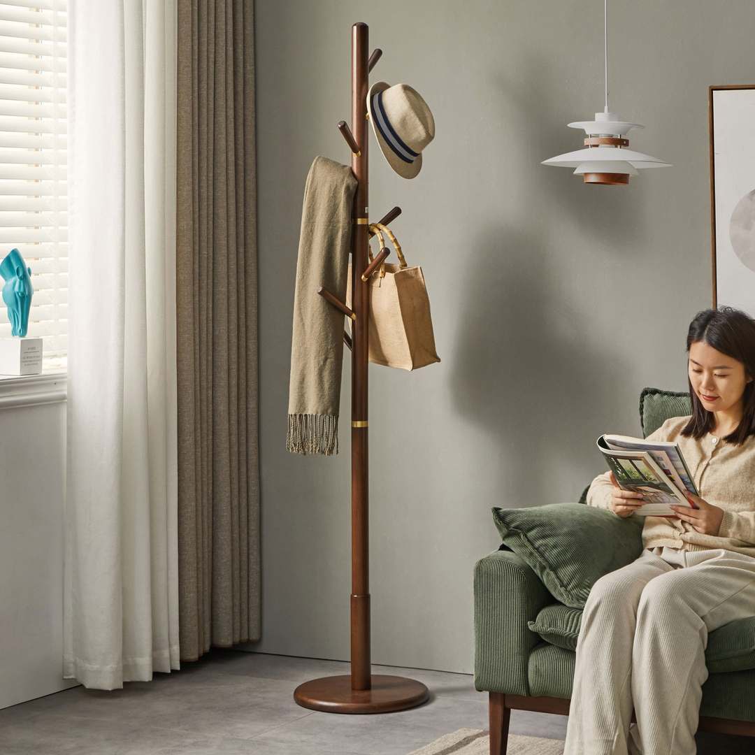 【铜素衣帽架】衣架落地卧室实木简易挂衣架客厅衣帽架家用衣服架