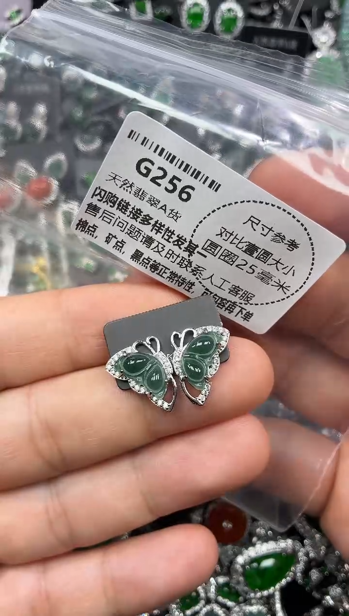 颈饰未镶嵌翡翠G256耳钉