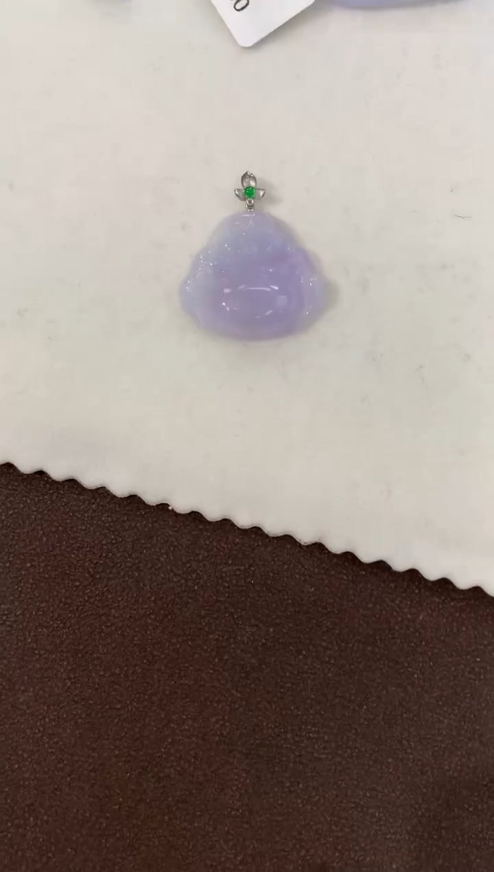 翡翠18K金镶嵌颈饰天然缅甸a货翡翠