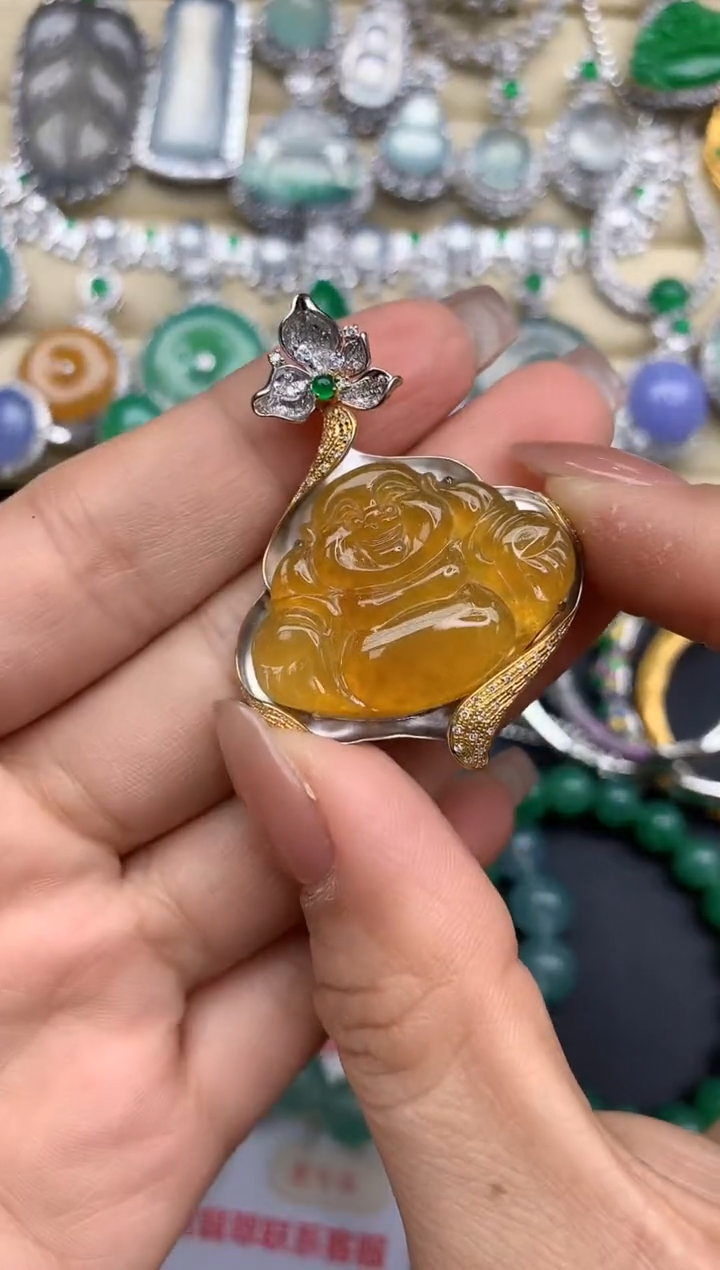 颈饰18K金镶嵌翡翠353-中国好珍宝