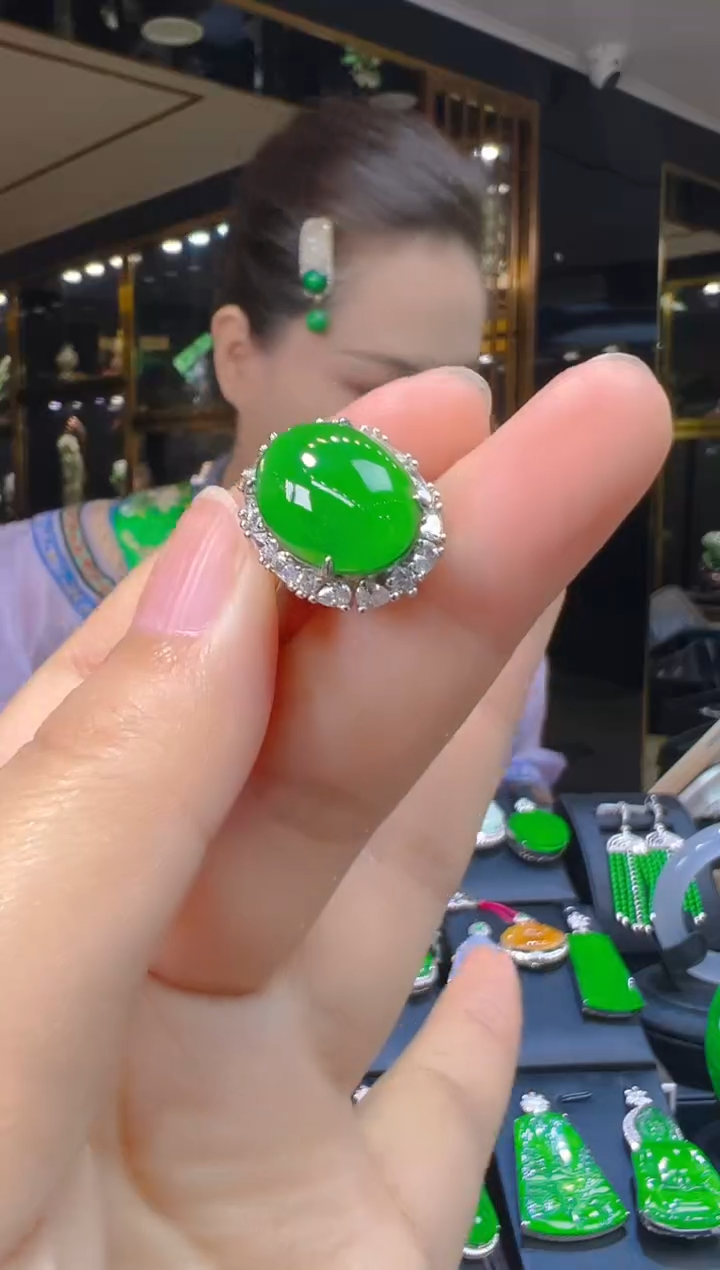 翡翠戒指银S925镶嵌010（多样性发其一）