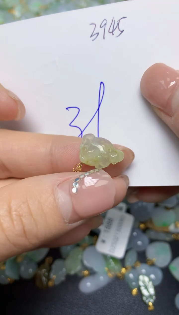 【闪购商品】翡翠挂件18K金镶嵌 天然翡翠A货