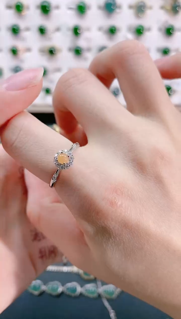 【闪购商品】翡翠戒指银S925镶嵌天然翡翠